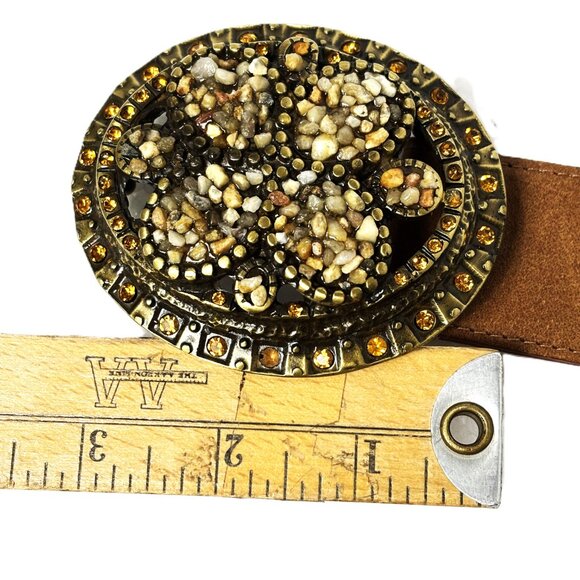 Harrrods Genuine Leather Jeweled Belt Buckle Vintage Belt Small main image 7